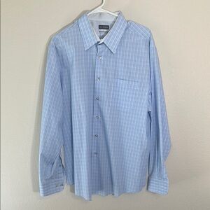 Van Heusen Blue Dress Shirt with Gingham Pattern